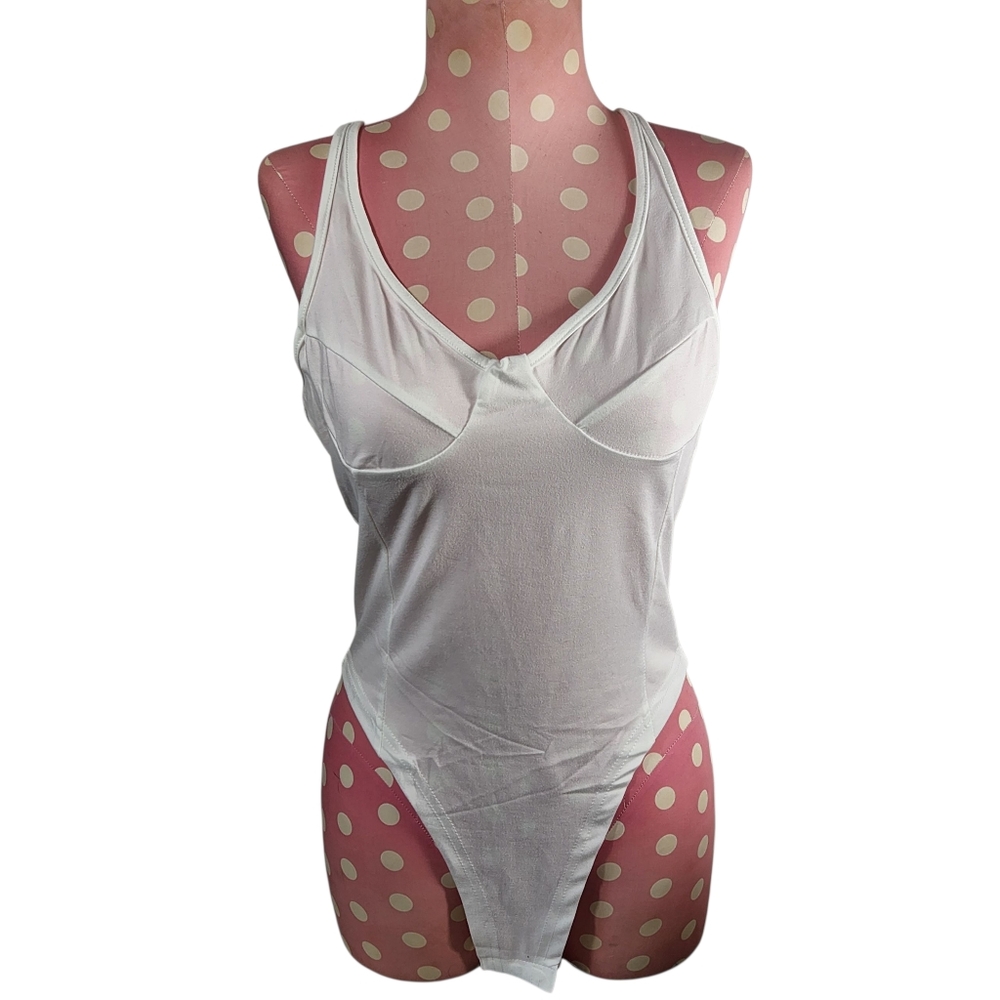 Micas Medium Tank Top Leotard White NWT Women’s Bodysuit